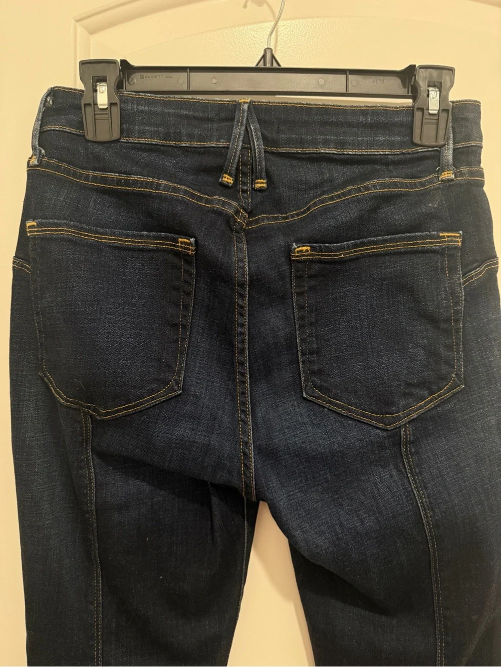 Good American Good Legs Dark Blue Skinny Cropped Jeans with Slit at Ankle size 6